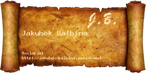 Jakubek Balbina névjegykártya